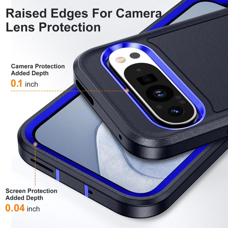 For Google Pixel 9 Rugged PC + Silicone Phone Case with Holder(Dark Blue+Royal Blue) - Google Cases by buy2fix | Online Shopping UK | buy2fix