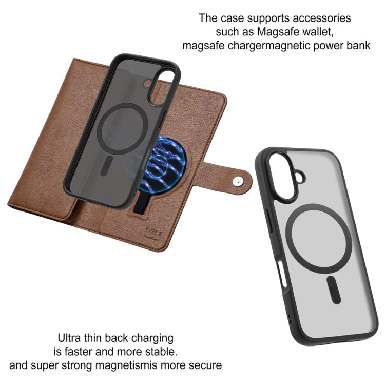 For iPhone 16 Plus ViLi GVB Series MagSafe Magnetic RFID Leather Phone Case(Brown) - iPhone 16 Plus Cases by ViLi | Online Shopping UK | buy2fix