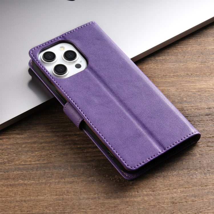 For iPhone 16 Pro Max N.BEKUS CSJ-P1 Solid Color Leather Phone Case(Purple) - iPhone 16 Pro Max Cases by N.BEKUS | Online Shopping UK | buy2fix