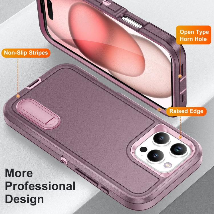 For iPhone 16 Pro Max Rugged PC + Silicone Phone Case with Holder(Purple+Pink) - iPhone 16 Pro Max Cases by buy2fix | Online Shopping UK | buy2fix