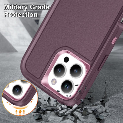 For iPhone 16 Pro Max Rugged PC + Silicone Phone Case with Holder(Purple+Pink) - iPhone 16 Pro Max Cases by buy2fix | Online Shopping UK | buy2fix