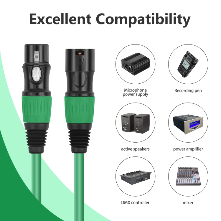 JC1015 XLR 3pin Male to Female Audio Cable, Length:5m(Green) - Microphone Audio Cable & Connector by buy2fix | Online Shopping UK | buy2fix