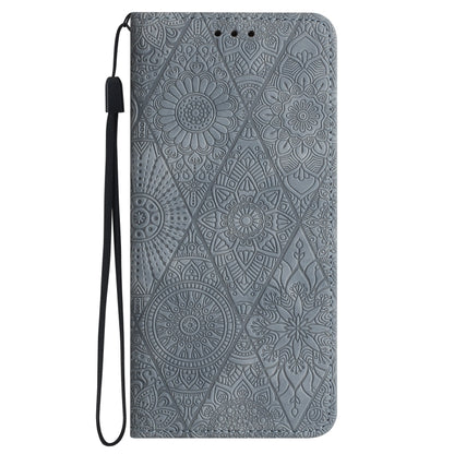 For Google Pixel 9 Pro XL Ethnic Embossed Adsorption Leather Phone Case(Grey) - Google Cases by buy2fix | Online Shopping UK | buy2fix