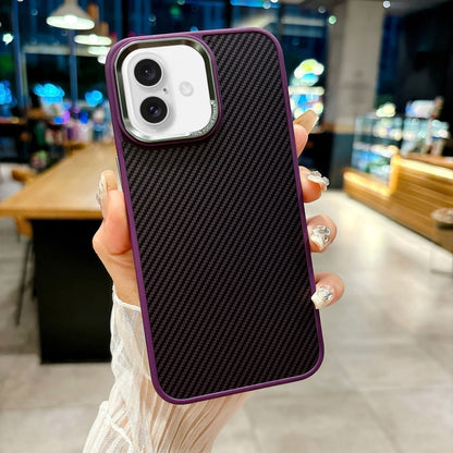 For iPhone 16 Plus Carbon Fiber Texture MagSafe Magnetic Shockproof Phone Case(Purple) - iPhone 16 Plus Cases by buy2fix | Online Shopping UK | buy2fix