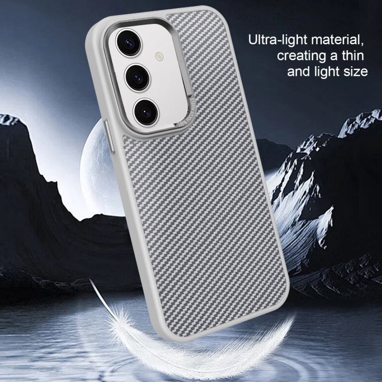 For Samsung Galaxy S24 5G Carbon Fiber Texture MagSafe Magnetic Shockproof Phone Case(Grey) - Galaxy S24 5G Cases by buy2fix | Online Shopping UK | buy2fix