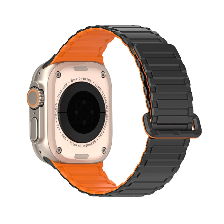 For Apple Watch Series 8 45mm DUX DUCIS KJ Series Magnetic Buckle Silicone Watch Band(Black Orange) - Watch Bands by DUX DUCIS | Online Shopping UK | buy2fix