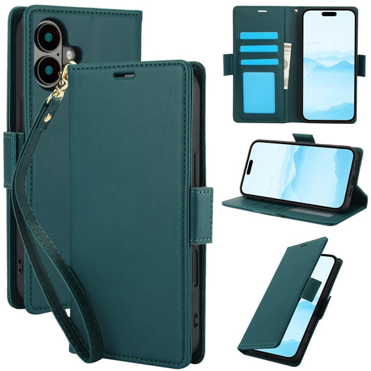 For iPhone 16 Side Buckle RFID Anti-theft Leather Phone Case(Green) - iPhone 16 Cases by buy2fix | Online Shopping UK | buy2fix