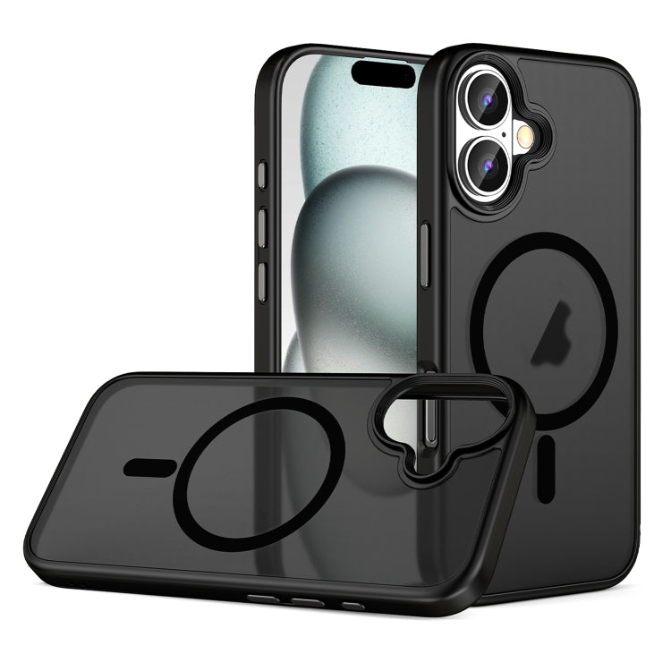 For iPhone 16 Skin Feel Frosted MagSafe Magnetic Phone Case(Transparent Black) - iPhone 16 Cases by buy2fix | Online Shopping UK | buy2fix