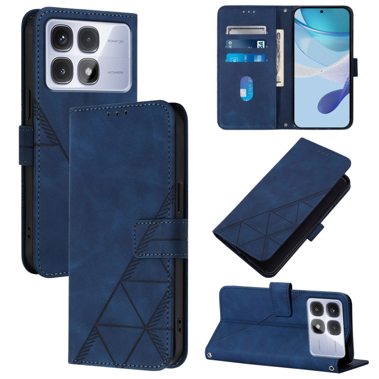 For Redmi K70 Ultra 5G Global Crossbody 3D Embossed Flip Leather Phone Case(Blue) - Xiaomi Cases by buy2fix | Online Shopping UK | buy2fix