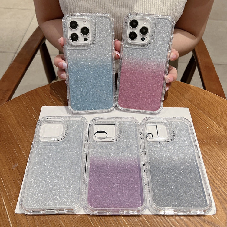 For iPhone 16 Pro TPU + PC + Glitter Paper Full Coverage Phone Case(Blue) - iPhone 16 Pro Cases by buy2fix | Online Shopping UK | buy2fix