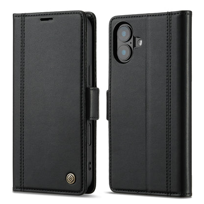 For iPhone 16 LC.IMEEKE Skin-friendly Card Slots Leather Phone Case(Black) - iPhone 16 Cases by LC.IMEEKE | Online Shopping UK | buy2fix