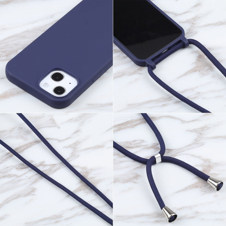 For iPhone 16 Candy Colors TPU Protective Phone Case with Lanyard(Dark Blue) - iPhone 16 Cases by buy2fix | Online Shopping UK | buy2fix