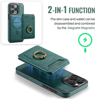 For iPhone 15 DG.MING K1 MagSafe Detachable Wallet RFID Back Cover Phone Case(Green) - iPhone 15 Cases by DG.MING | Online Shopping UK | buy2fix