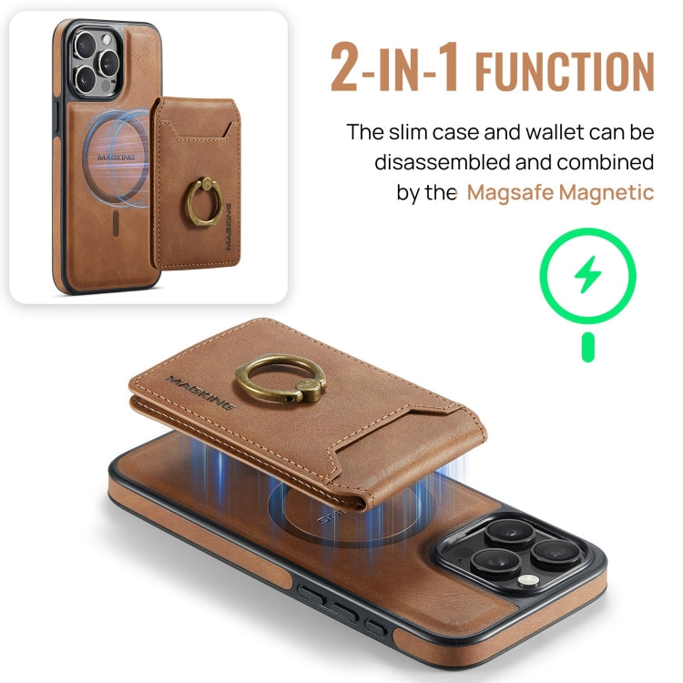 For iPhone 14 Plus DG.MING K1 MagSafe Detachable Wallet RFID Back Cover Phone Case(Brown) - iPhone 14 Plus Cases by DG.MING | Online Shopping UK | buy2fix