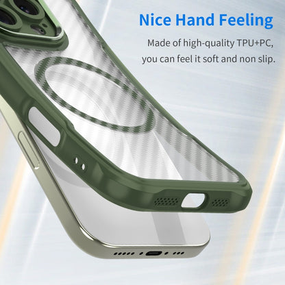 For Samsung Galaxy S24 FE 5G Carbon Fiber Texture MagSafe Translucent Phone Case(Green) - Galaxy S24 FE 5G Cases by buy2fix | Online Shopping UK | buy2fix