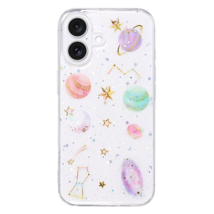 For iPhone 16 Cosmic Star Glitter Epoxy TPU Phone Case(Transparent Purple) - iPhone 16 Cases by buy2fix | Online Shopping UK | buy2fix