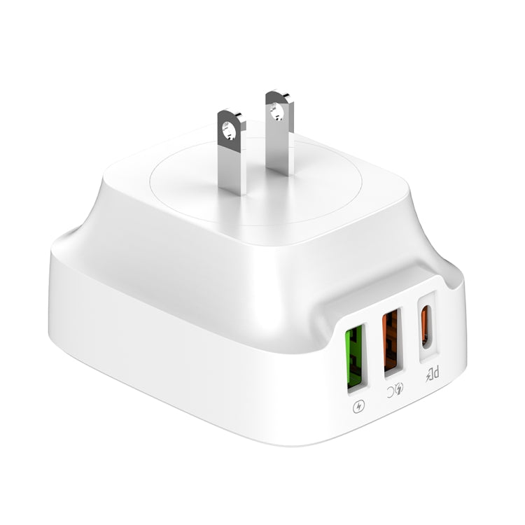 LDNIO Q334 32W Type-C + Dual USB Port Charger with 1m 8 Pin Data Cable, Plug Type:US Plug(White) - USB Charger by LDNIO | Online Shopping UK | buy2fix