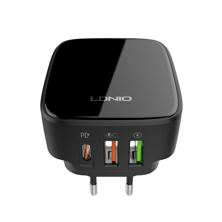 LDNIO Q334 32W Type-C + Dual USB Port Charger with 1m USB-C / Type-C to USB-C / Type-C Data Cable, Plug Type:EU Plug(Black) - USB Charger by LDNIO | Online Shopping UK | buy2fix