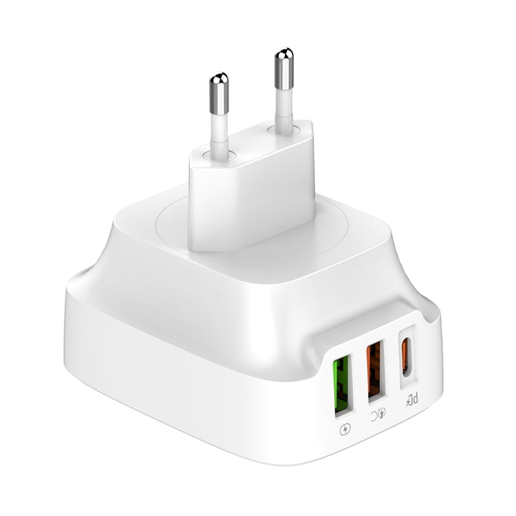 LDNIO Q334 32W Type-C + Dual USB Port Charger with 1m USB-C / Type-C to USB-C / Type-C Data Cable, Plug Type:EU Plug(White) - USB Charger by LDNIO | Online Shopping UK | buy2fix