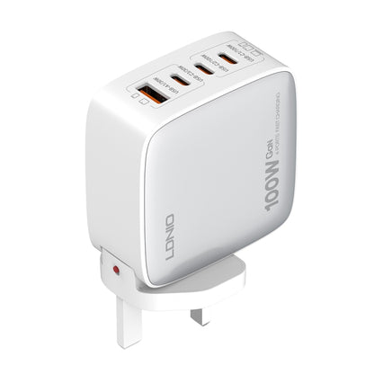 LDNIO Q408 100W GaN USB+3 USB-C / Type-C Interface Charger with 1m 100W USB-C / Type-C to USB-C / Type-C Data Cable, Plug Type:UK Plug(White) - USB Charger by LDNIO | Online Shopping UK | buy2fix