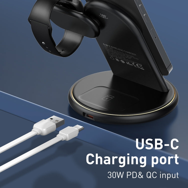 LDNIO WL02 25.5W 5 in 1 MagSafe Wireless Charger with 30cm Type-C Cable(Black) - Wireless Charger by LDNIO | Online Shopping UK | buy2fix