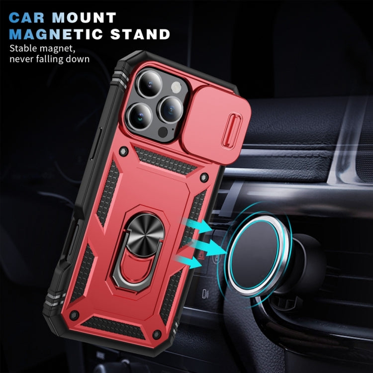 For iPhone 16 Pro Sliding Camshield TPU + PC Phone Case with Holder(Red+Black) - iPhone 16 Pro Cases by buy2fix | Online Shopping UK | buy2fix