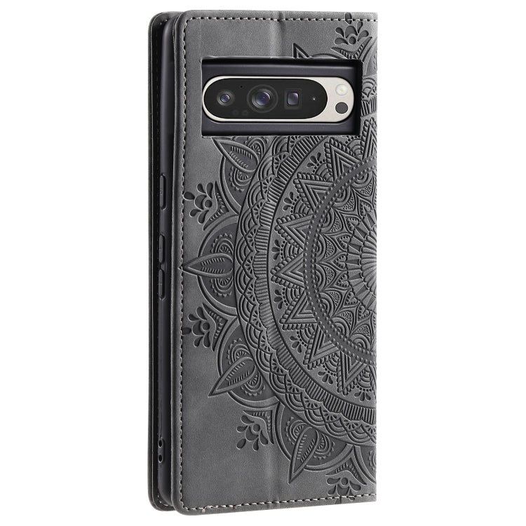 For Google Pixel 9 Pro XL Totem Embossed Magnetic Leather Phone Case(Grey) - Google Cases by buy2fix | Online Shopping UK | buy2fix