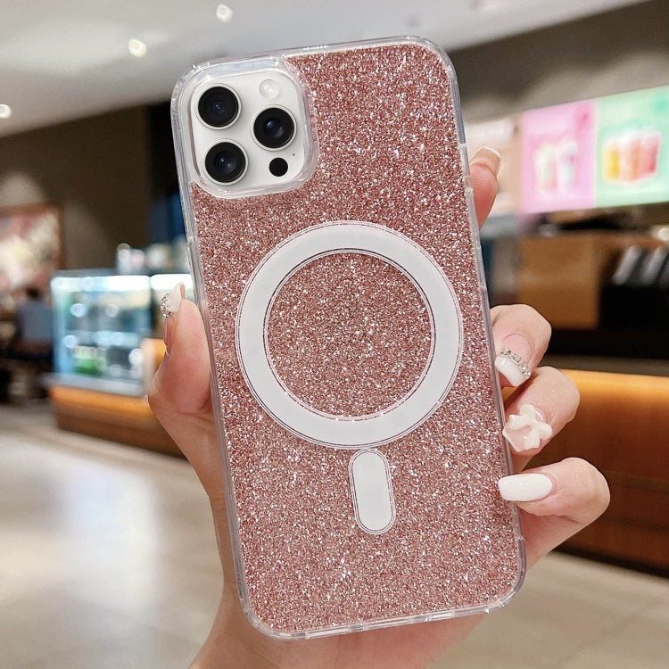 For iPhone 16 Pro Max Acrylic Transparent Glitter MagSafe Phone Case(Pink) - iPhone 16 Pro Max Cases by buy2fix | Online Shopping UK | buy2fix