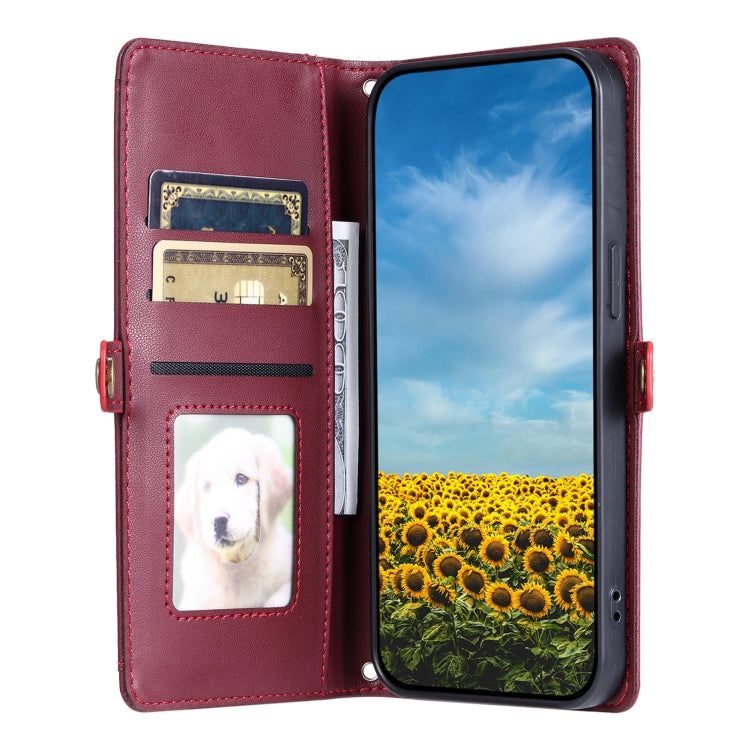 For Google Pixel 9 Pro XL Wallet Multi-card Slot Leather Phone Case with Lanyard(Wine Red) - Google Cases by buy2fix | Online Shopping UK | buy2fix