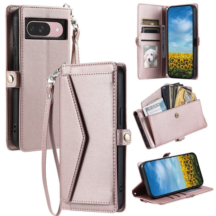 For Google Pixel 9 / 9 Pro Wallet Multi-card Slot Leather Phone Case with Lanyard(Rose Gold) - Google Cases by buy2fix | Online Shopping UK | buy2fix