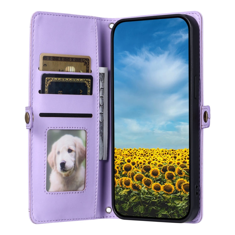 For Google Pixel 9 / 9 Pro Wallet Multi-card Slot Leather Phone Case with Lanyard(Purple) - Google Cases by buy2fix | Online Shopping UK | buy2fix