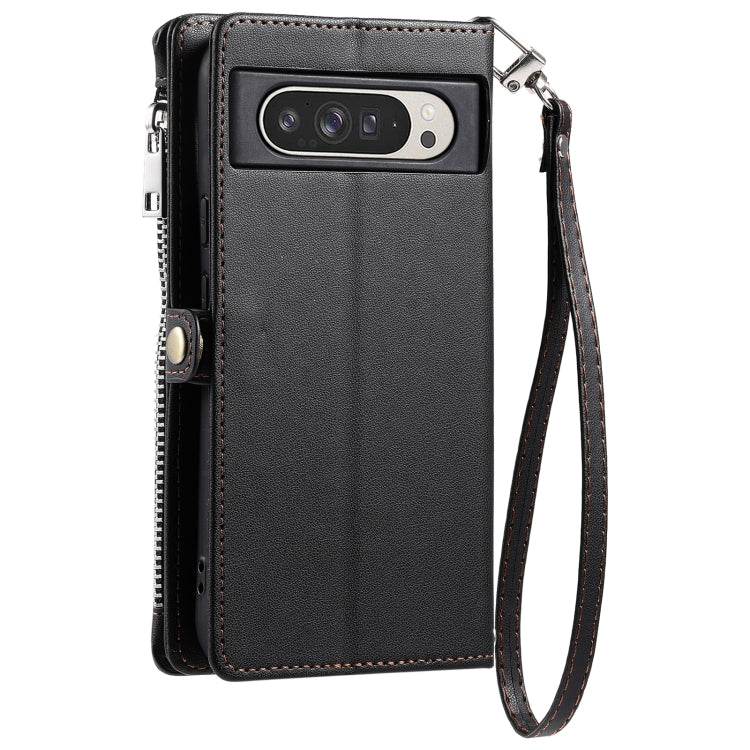 For Google Pixel 9 Pro XL Leather Stitching Multi-card Slot Zipper Phone Case(Black) - Google Cases by buy2fix | Online Shopping UK | buy2fix