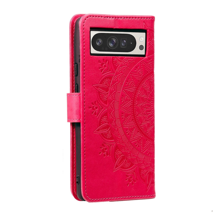 For Google Pixel 9 Pro XL Totem Flower Embossed Leather Phone Case with Lanyard(Red) - Google Cases by buy2fix | Online Shopping UK | buy2fix