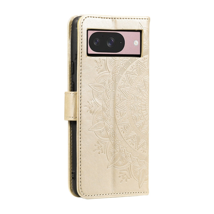 For Google Pixel 9 / 9 Pro Totem Flower Embossed Leather Phone Case with Lanyard(Gold) - Google Cases by buy2fix | Online Shopping UK | buy2fix