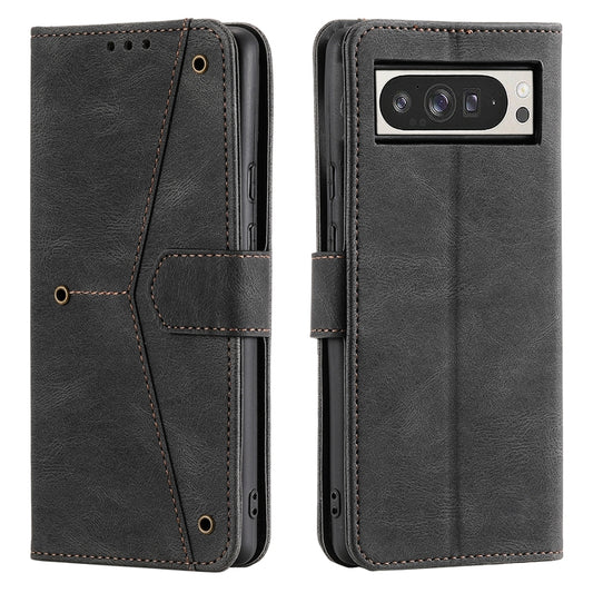 For Google Pixel 9 Pro XL Nail Skin Feel Stitching Calf Texture Leather Phone Case(Black) - Google Cases by buy2fix | Online Shopping UK | buy2fix