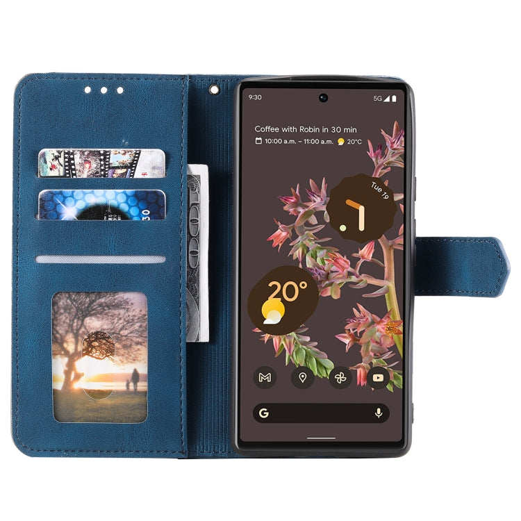 For Google Pixel 9 / 9 Pro Nail Skin Feel Stitching Calf Texture Leather Phone Case(Blue) - Google Cases by buy2fix | Online Shopping UK | buy2fix