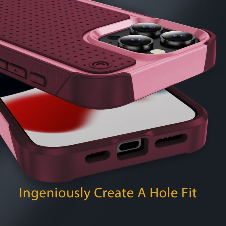 For iPhone 16 Pro PC + TPU Shockproof Protective Phone Case(Pink+Dark Red) - iPhone 16 Pro Cases by buy2fix | Online Shopping UK | buy2fix