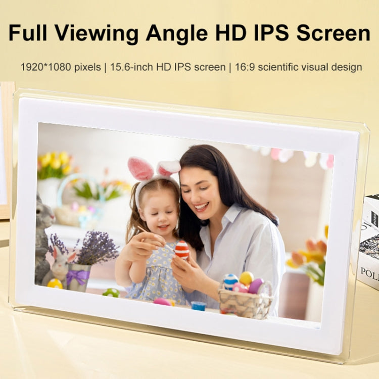 15.6 inch IPS Screen Digital Cloud Photo Frame Wall Mounted LED Advertising Machine, Plug Type:UK Plug(White) - 15 inch Above by buy2fix | Online Shopping UK | buy2fix