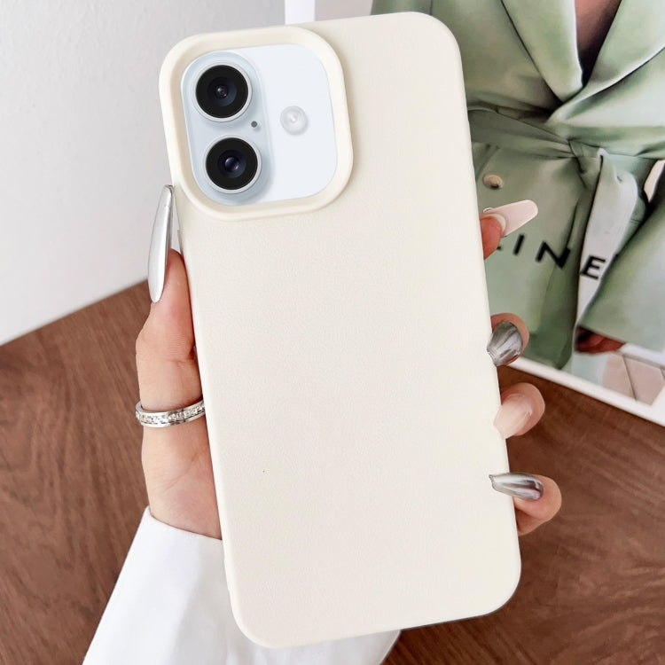 For iPhone 16 Plus Leather Texture TPU Full Coverage Phone Case(White) - iPhone 16 Plus Cases by buy2fix | Online Shopping UK | buy2fix