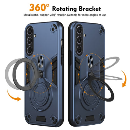 For Samsung Galaxy S25+ 5G Metal Ring 360 Degree Rotating Holder PC Hybrid TPU Phone Case(Navy Blue) - Galaxy S25+ 5G Cases by buy2fix | Online Shopping UK | buy2fix