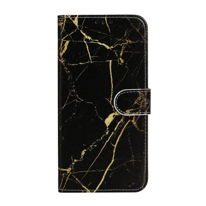 For iPhone 16 Pro Colored Drawing Marble Pattern Leather Phone Case(Black Gold Marble) - iPhone 16 Pro Cases by buy2fix | Online Shopping UK | buy2fix