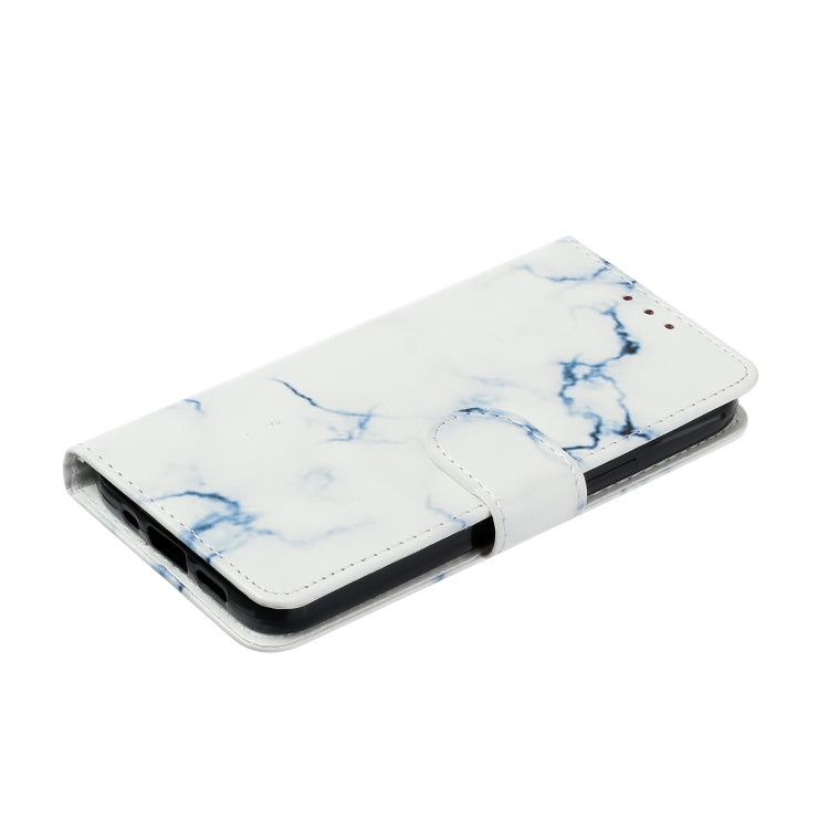 For iPhone 16 Plus Colored Drawing Marble Pattern Leather Phone Case(White Marble) - iPhone 16 Plus Cases by buy2fix | Online Shopping UK | buy2fix