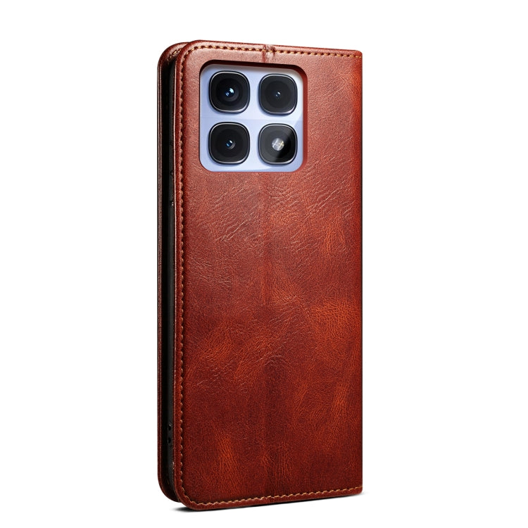 For Redmi K70 Ultra 5G Oil Wax Crazy Horse Texture Leather Phone Case(Brown) - Xiaomi Cases by buy2fix | Online Shopping UK | buy2fix