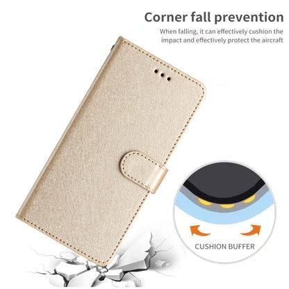 For iPhone 16 Plus Silk Texture Horizontal Flip Leather Phone Case(Gold) - iPhone 16 Plus Cases by buy2fix | Online Shopping UK | buy2fix