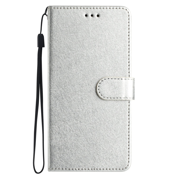 For iPhone 16 Plus Silk Texture Horizontal Flip Leather Phone Case(Silver) - iPhone 16 Plus Cases by buy2fix | Online Shopping UK | buy2fix