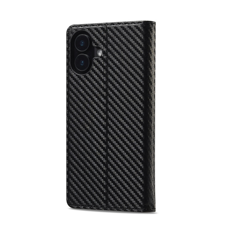 For iPhone 16 LC.IMEEKE Carbon Fiber Leather Phone Case(Vertical Black) - iPhone 16 Cases by LC.IMEEKE | Online Shopping UK | buy2fix