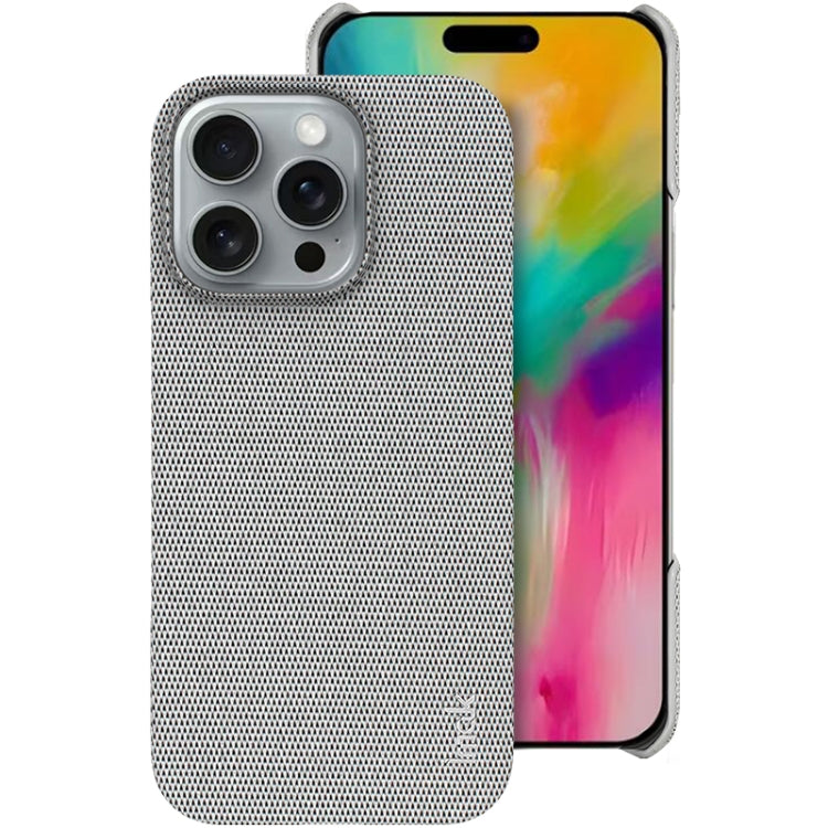 For iPhone 16 Pro imak Ruiyi Series Cloth Texture PU + PC Phone Case(Light Grey) - iPhone 16 Pro Cases by imak | Online Shopping UK | buy2fix