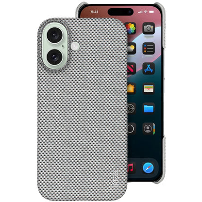 For iPhone 16 imak Ruiyi Series Cloth Texture PU + PC Phone Case(Light Grey) - iPhone 16 Cases by imak | Online Shopping UK | buy2fix