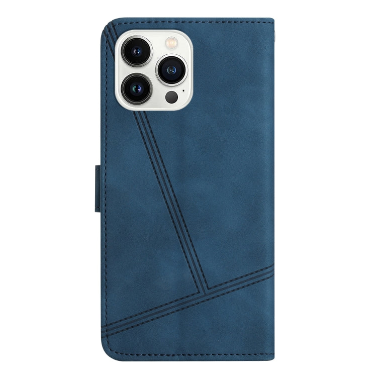 For iPhone 16 Pro Max Skin-feel Stitching Leather Phone Case(Blue) - iPhone 16 Pro Max Cases by buy2fix | Online Shopping UK | buy2fix