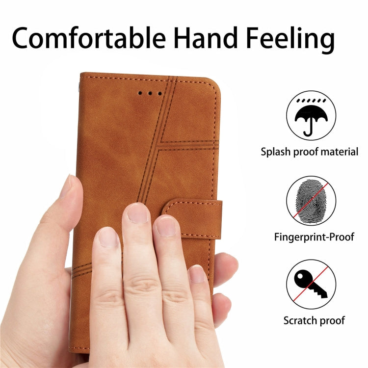 For iPhone 16 Plus Skin-feel Stitching Leather Phone Case(Brown) - iPhone 16 Plus Cases by buy2fix | Online Shopping UK | buy2fix